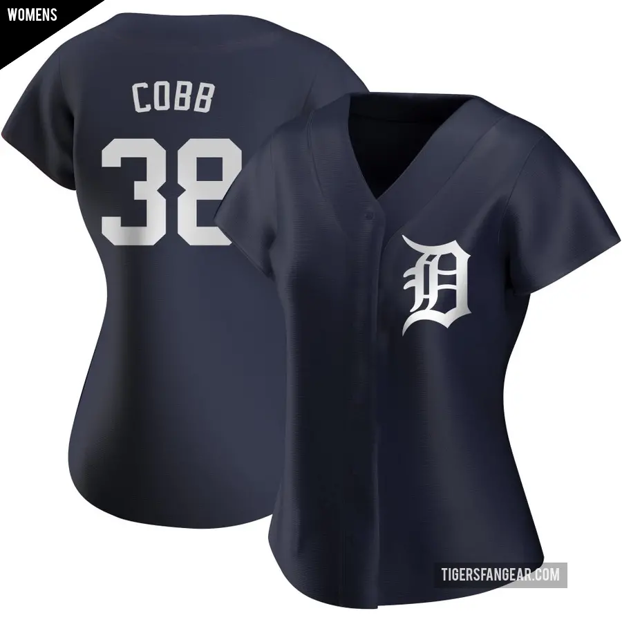 Women's Detroit Tigers ＃38 Alex Cobb Authentic Navy Alternate Jersey