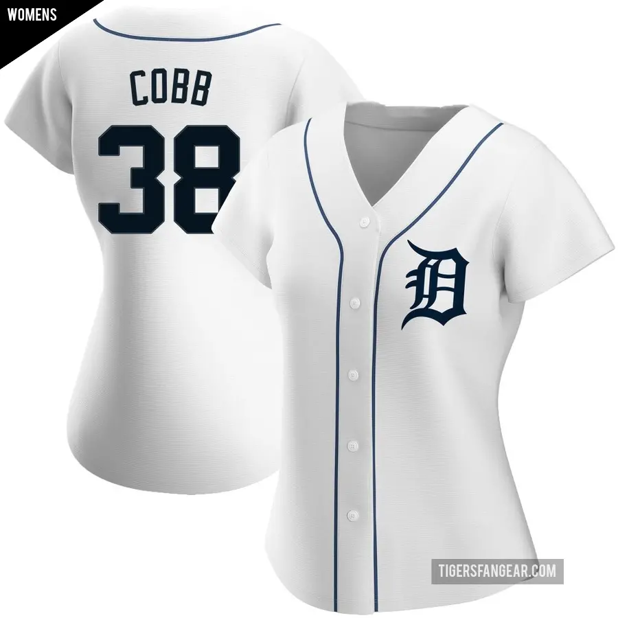 Women's Detroit Tigers ＃38 Alex Cobb Authentic White Home Jersey