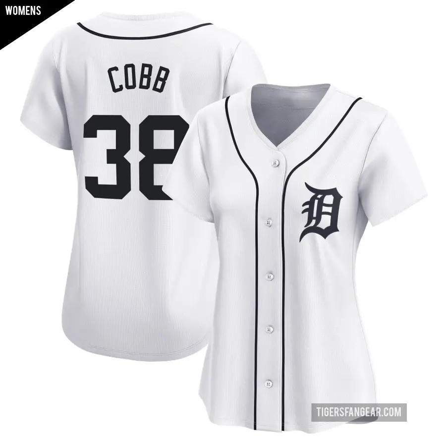 Women's Detroit Tigers ＃38 Alex Cobb Limited White Home Jersey