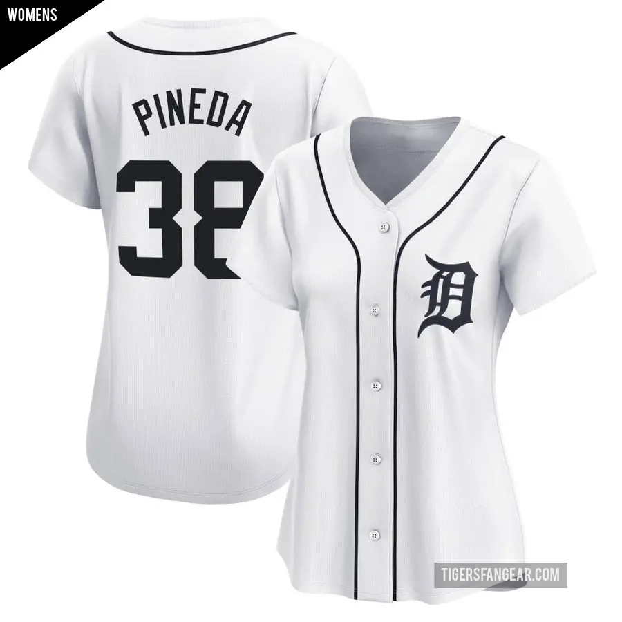 Women's Detroit Tigers ＃38 Michael Pineda Limited White Home Jersey