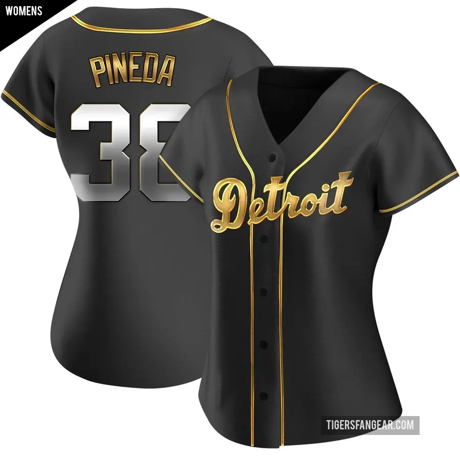 Women's Detroit Tigers ＃38 Michael Pineda Replica Gold Black en Alternate Jersey