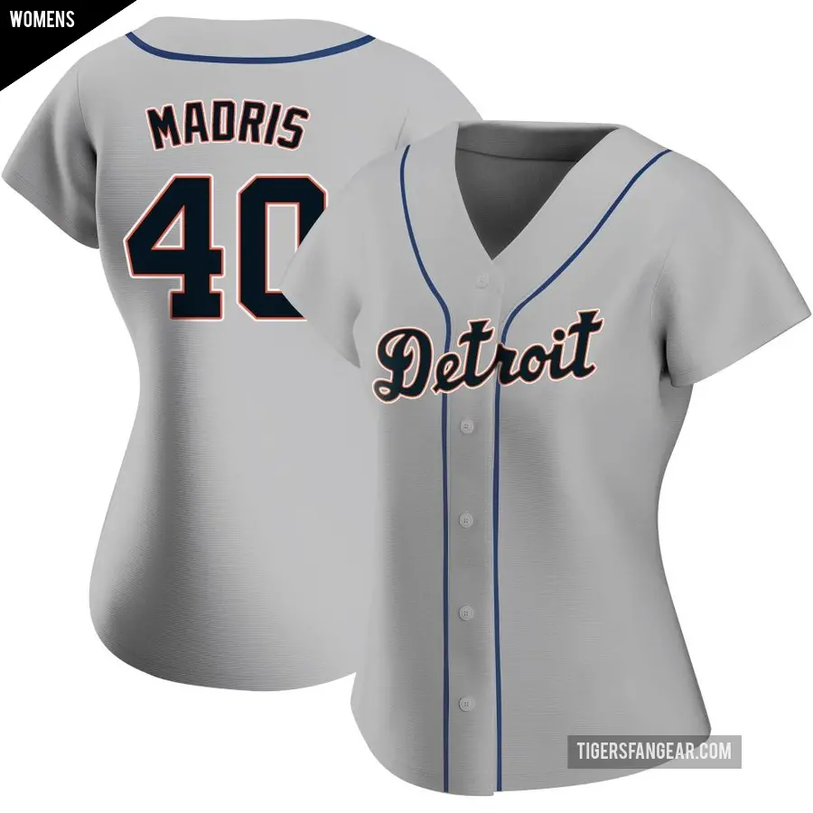 Women's Detroit Tigers ＃40 Bligh Madris Authentic Gray Road Jersey