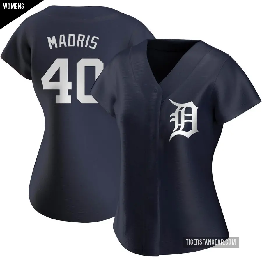 Women's Detroit Tigers ＃40 Bligh Madris Authentic Navy Alternate Jersey