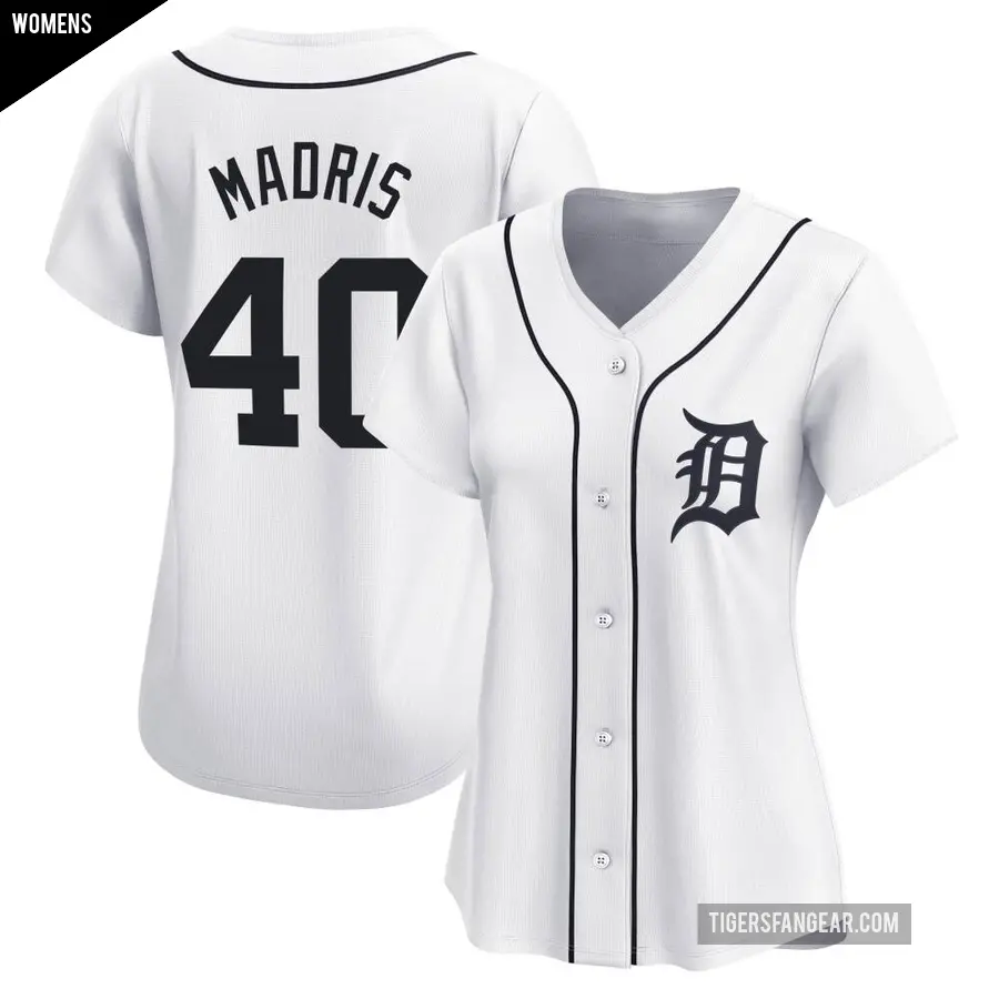 Women's Detroit Tigers ＃40 Bligh Madris Limited White Home Jersey