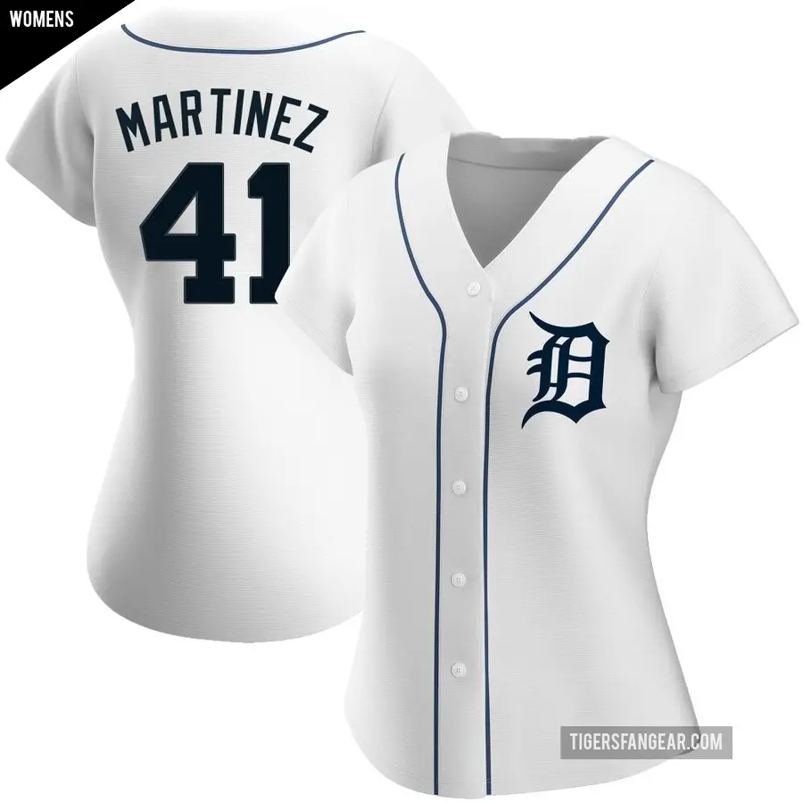 Women's Detroit Tigers ＃41 Victor Martinez Authentic White Home Jersey