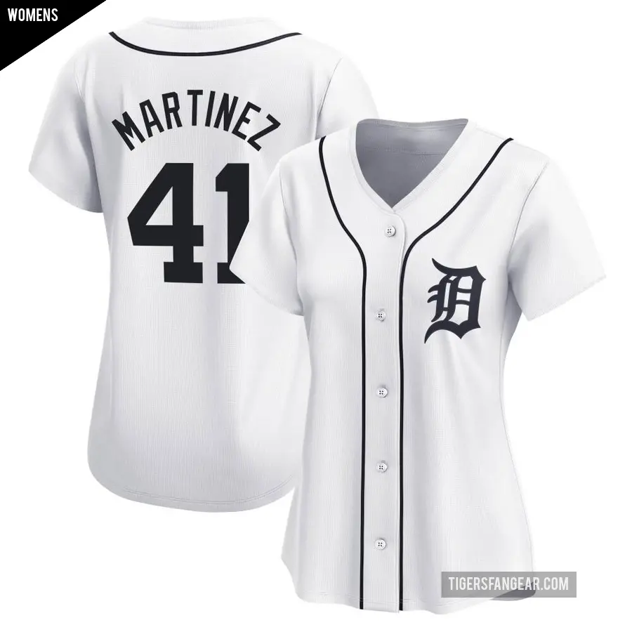 Women's Detroit Tigers ＃41 Victor Martinez Limited White Home Jersey