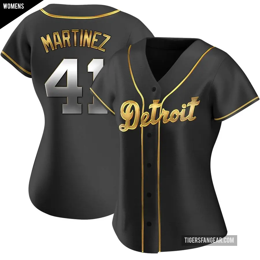 Women's Detroit Tigers ＃41 Victor Martinez Replica Gold Black en Alternate Jersey