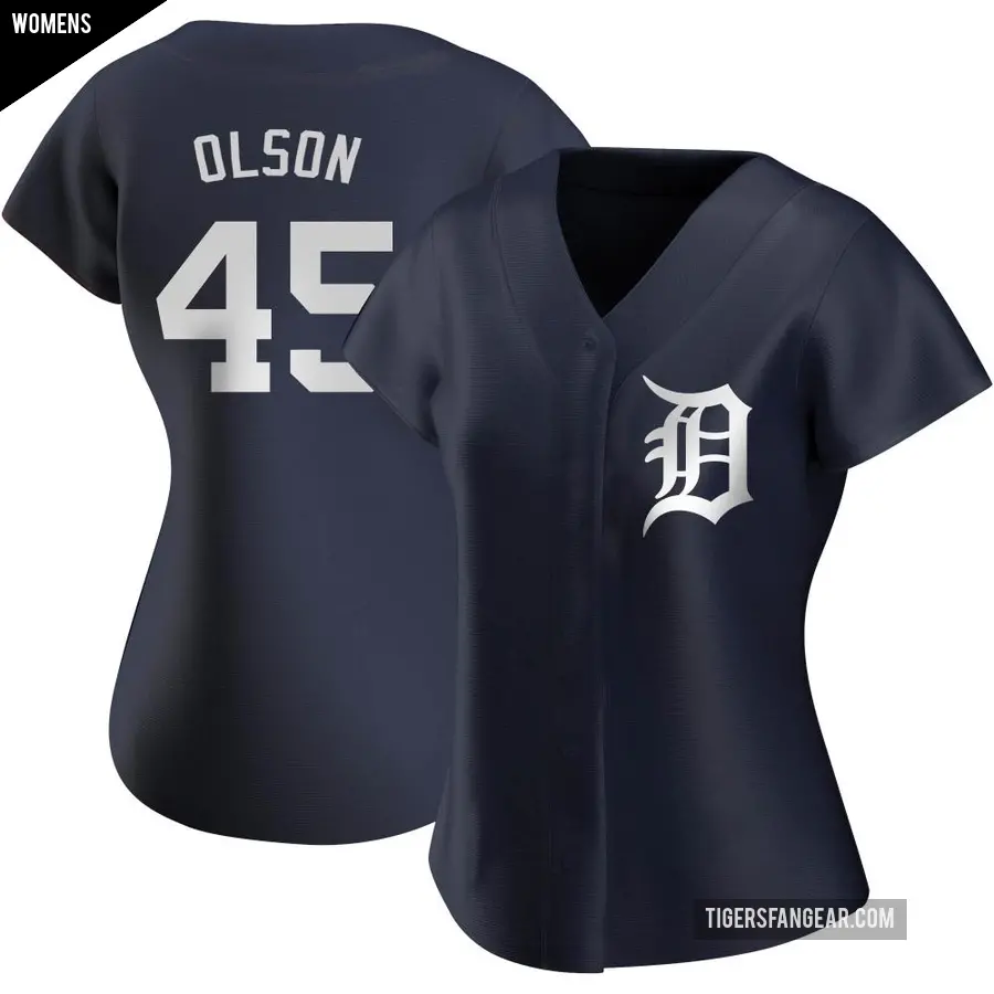 Women's Detroit Tigers ＃45 Reese Olson Authentic Navy Alternate Jersey