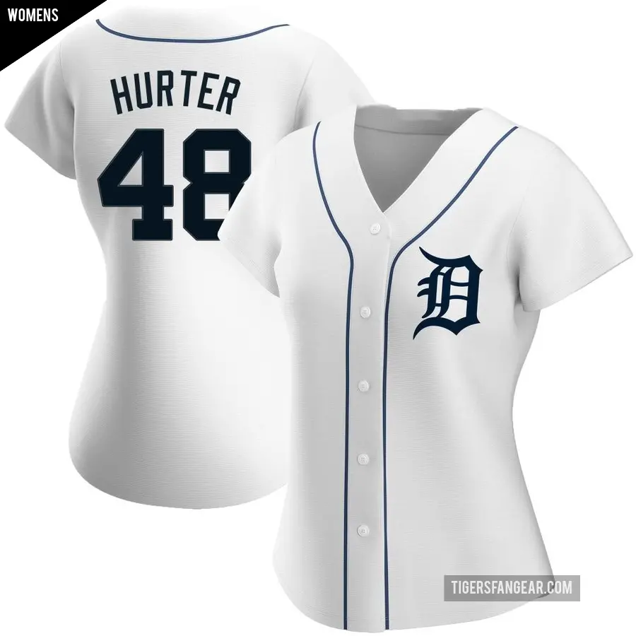 Women's Detroit Tigers ＃48 Brant Hurter Authentic White Home Jersey