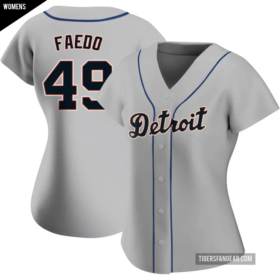 Women's Detroit Tigers ＃49 Alex Faedo Authentic Gray Road Jersey