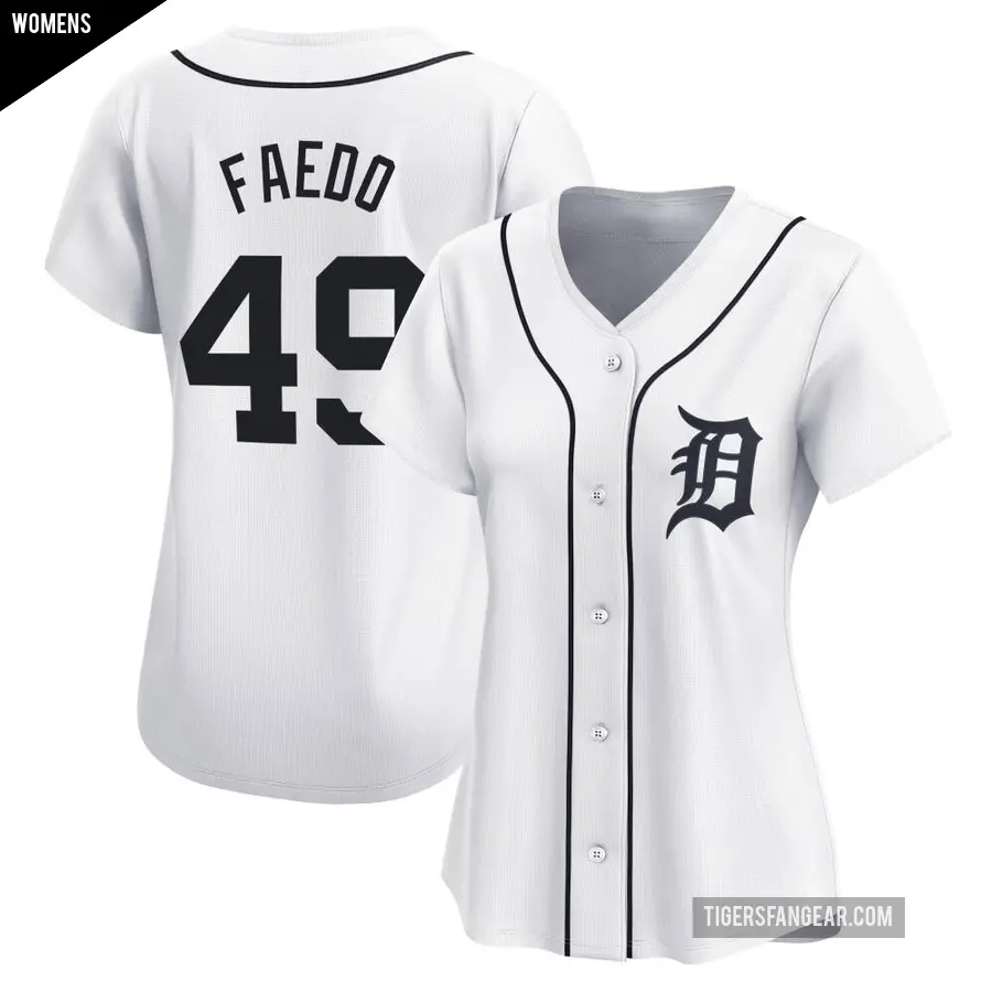 Women's Detroit Tigers ＃49 Alex Faedo Limited White Home Jersey