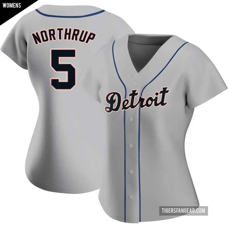 Women's Detroit Tigers ＃5 Jim Northrup Authentic Gray Road Jersey