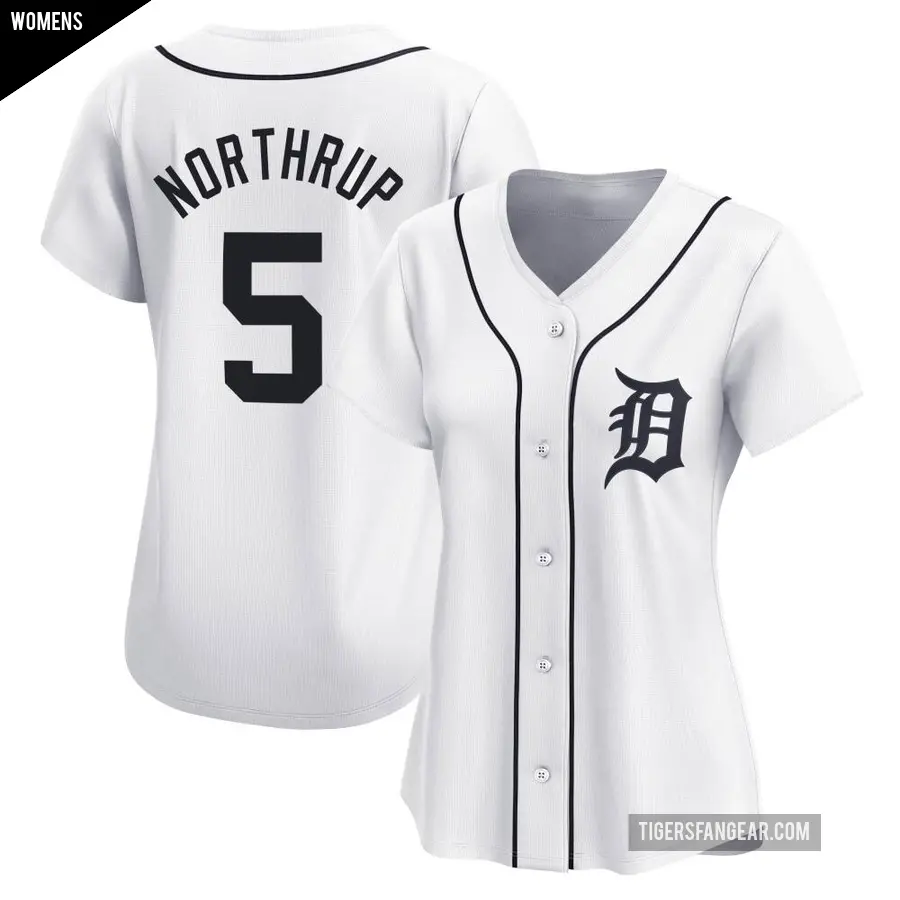 Women's Detroit Tigers ＃5 Jim Northrup Limited White Home Jersey