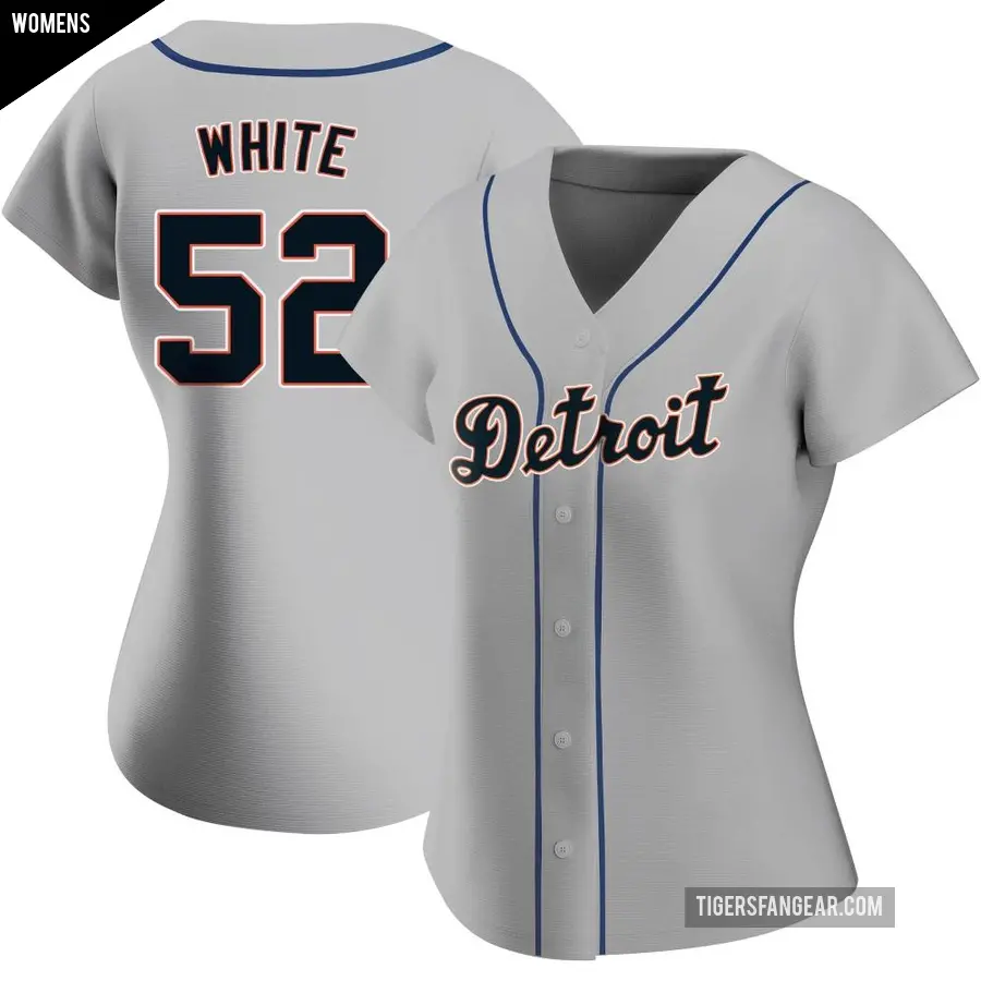 Women's Detroit Tigers ＃52 Brendan White Authentic White Gray Road Jersey