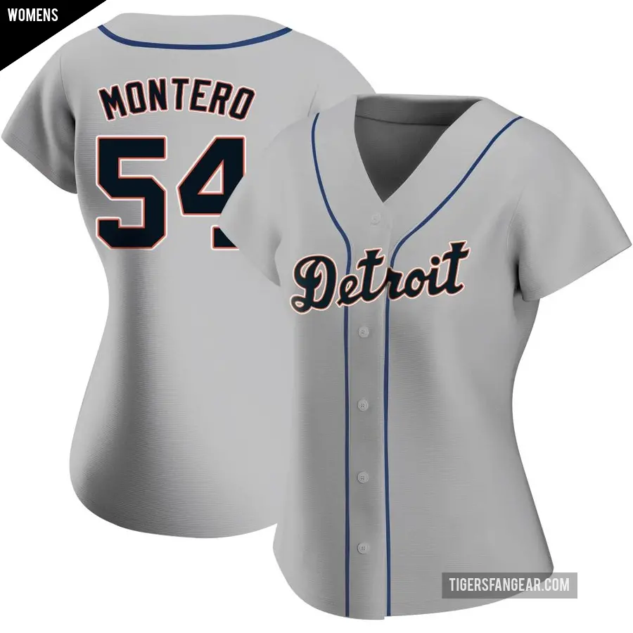 Women's Detroit Tigers ＃54 Keider Montero Authentic Gray Road Jersey