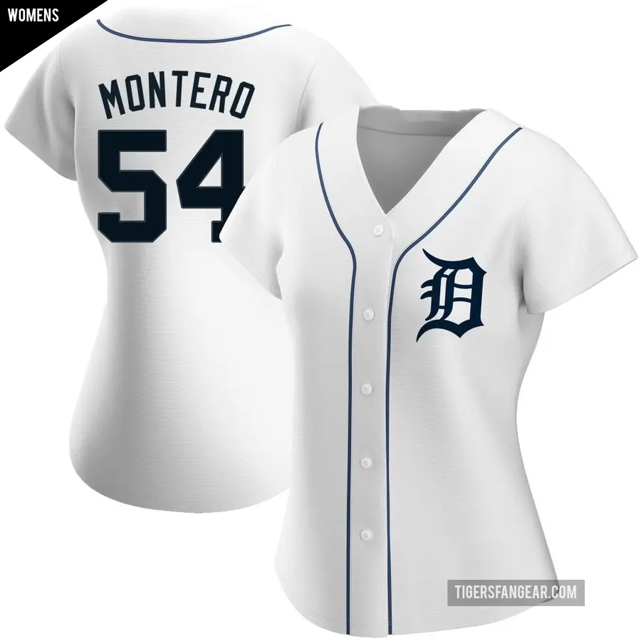 Women's Detroit Tigers ＃54 Keider Montero Authentic White Home Jersey