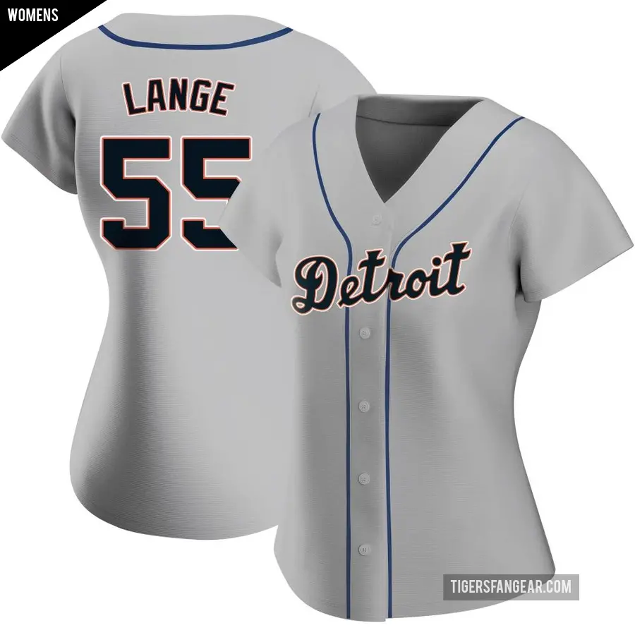 Women's Detroit Tigers ＃55 Alex Lange Authentic Gray Road Jersey