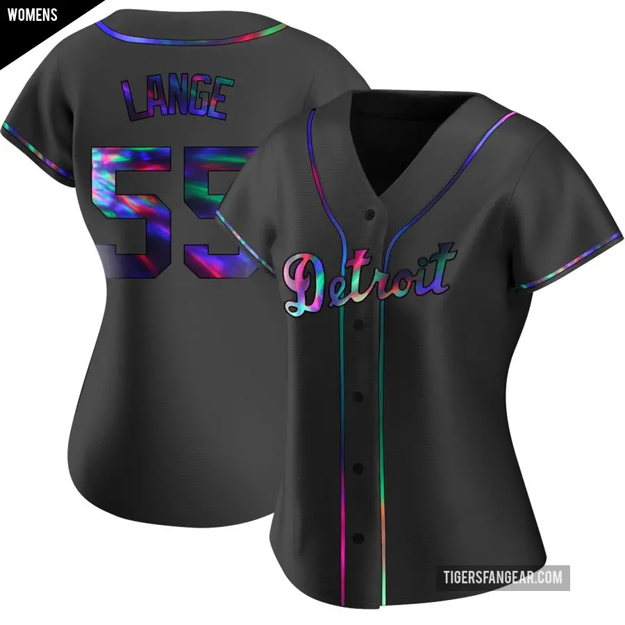 Women's Detroit Tigers ＃55 Alex Lange Replica Black Holographic Alternate Jersey