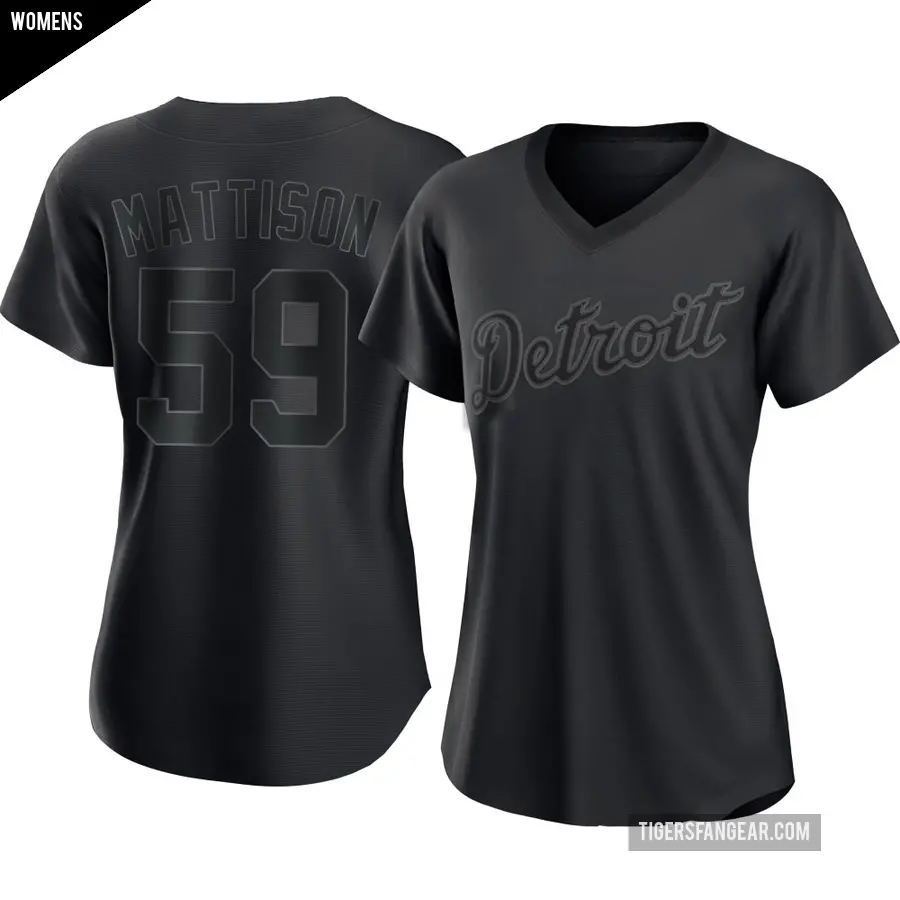 Women's Detroit Tigers ＃59 Tyler Mattison Authentic Black Pitch Fashion Jersey