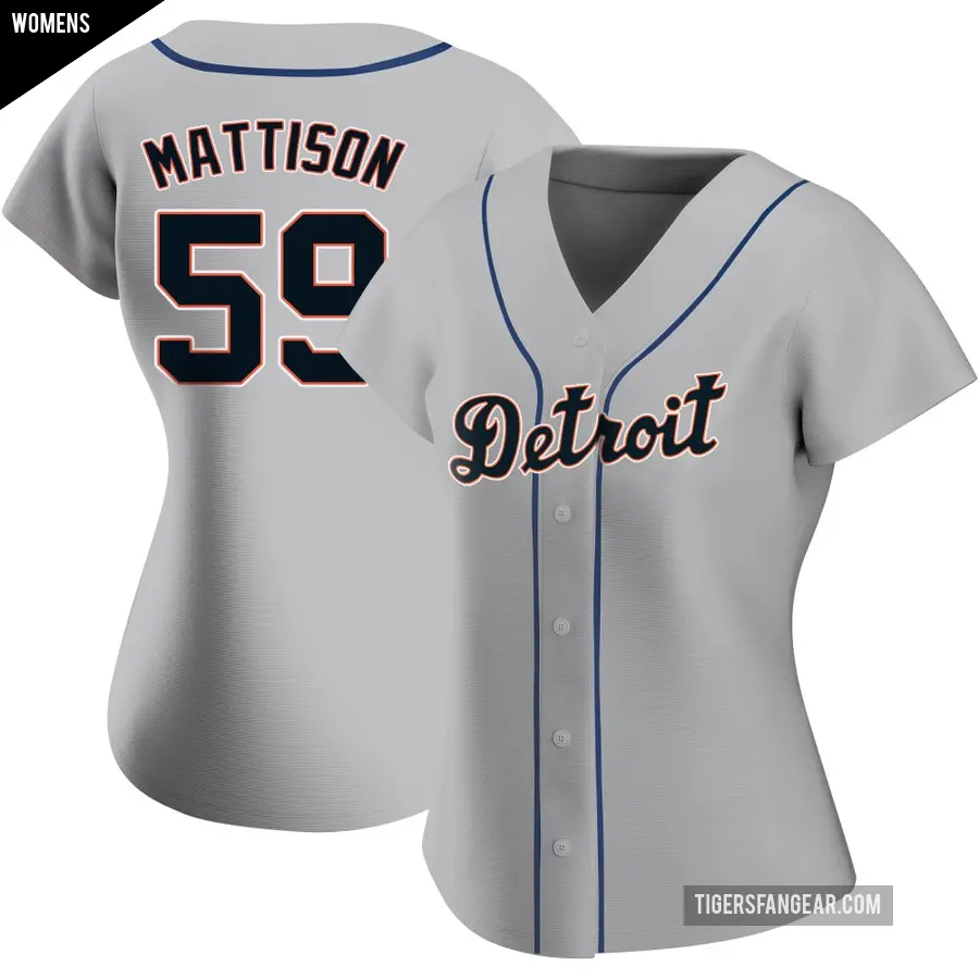 Women's Detroit Tigers ＃59 Tyler Mattison Authentic Gray Road Jersey