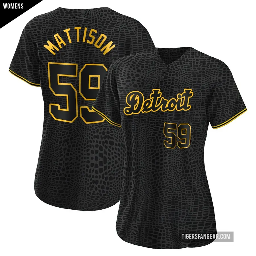 Women's Detroit Tigers ＃59 Tyler Mattison Replica Black Snake Skin City Jersey