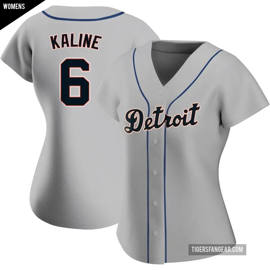 Women's Detroit Tigers ＃6 Al Kaline Authentic Gray Road Jersey