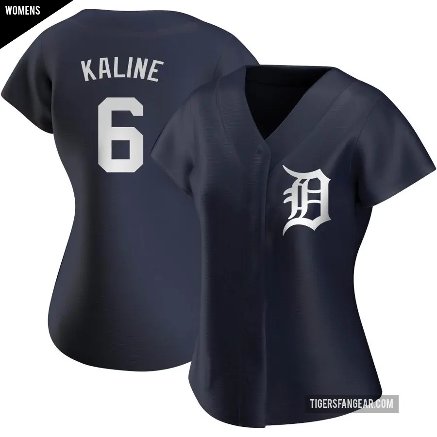 Women's Detroit Tigers ＃6 Al Kaline Authentic Navy Alternate Jersey