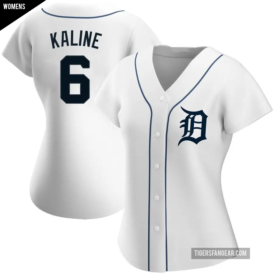 Women's Detroit Tigers ＃6 Al Kaline Authentic White Home Jersey