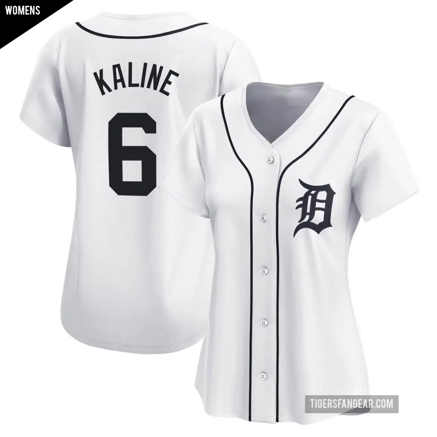 Women's Detroit Tigers ＃6 Al Kaline Limited White Home Jersey