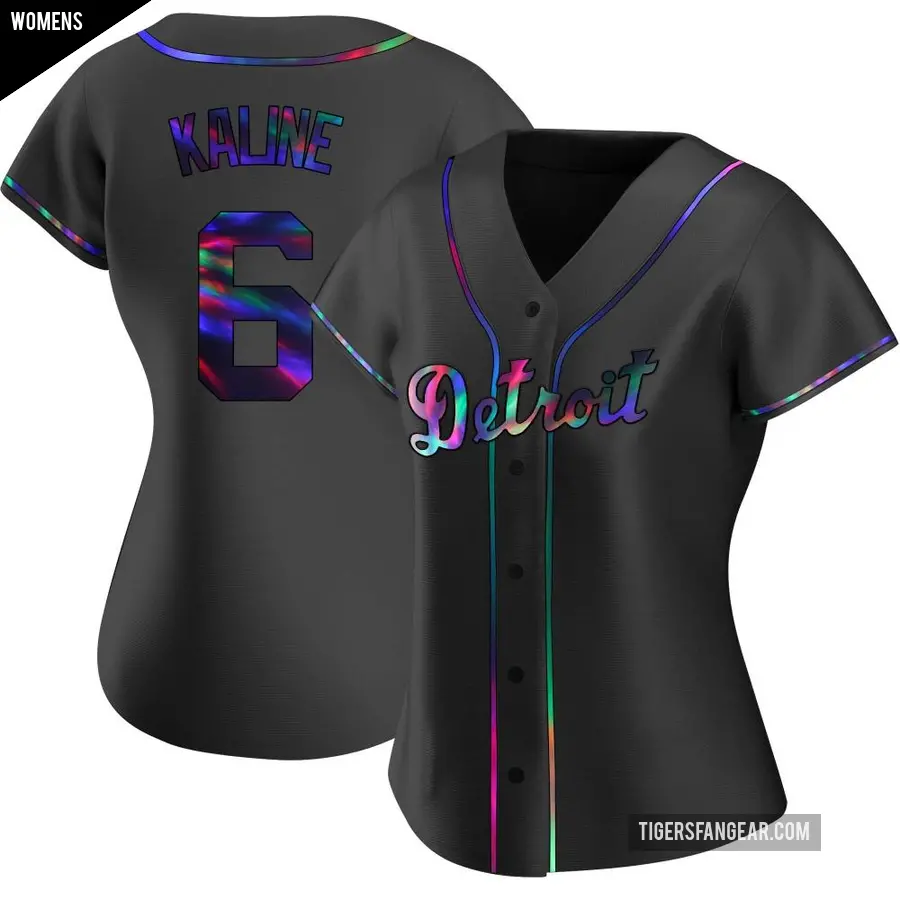 Women's Detroit Tigers ＃6 Al Kaline Replica Black Holographic Alternate Jersey