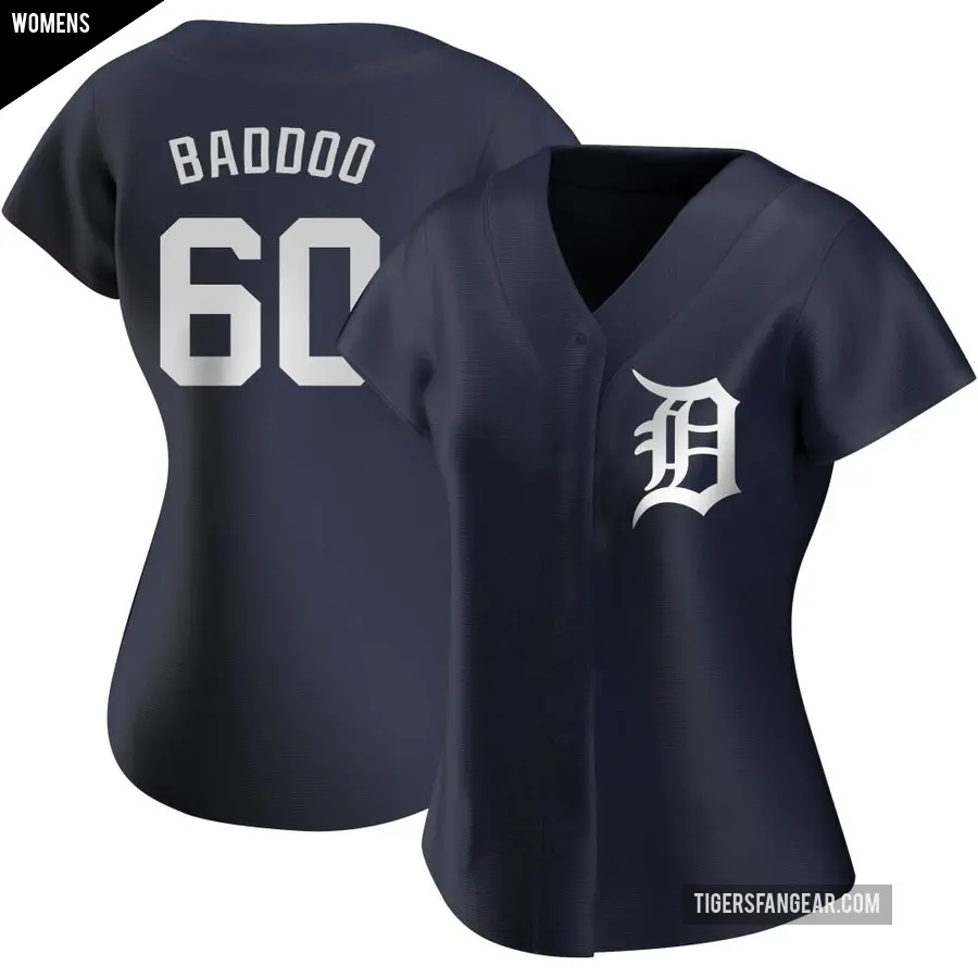 Women's Detroit Tigers ＃60 Akil Baddoo Authentic Navy Alternate Jersey