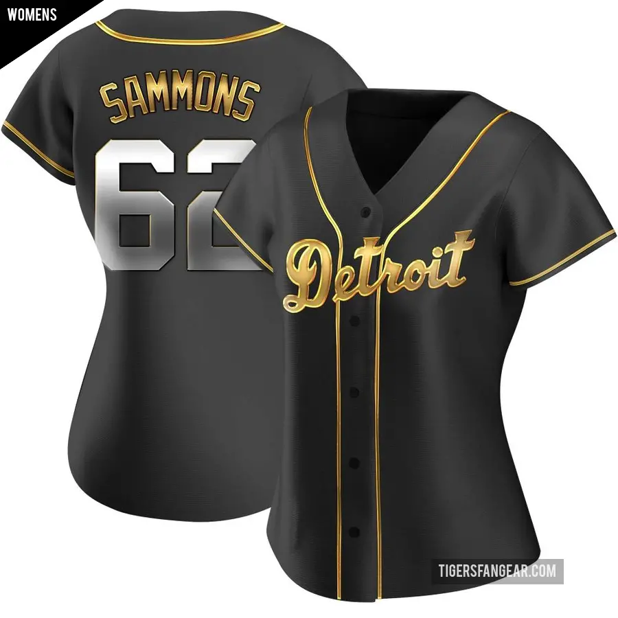 Women's Detroit Tigers ＃62 Bryan Sammons Replica Gold Black en Alternate Jersey