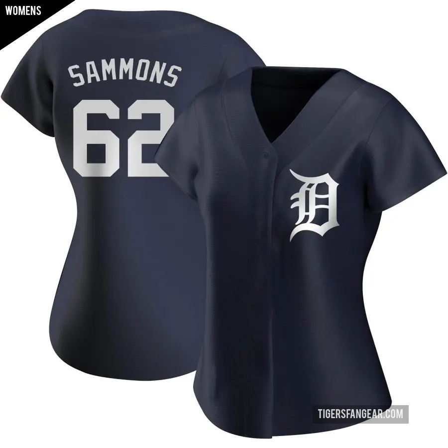 Women's Detroit Tigers ＃62 Bryan Sammons Replica Navy Alternate Jersey