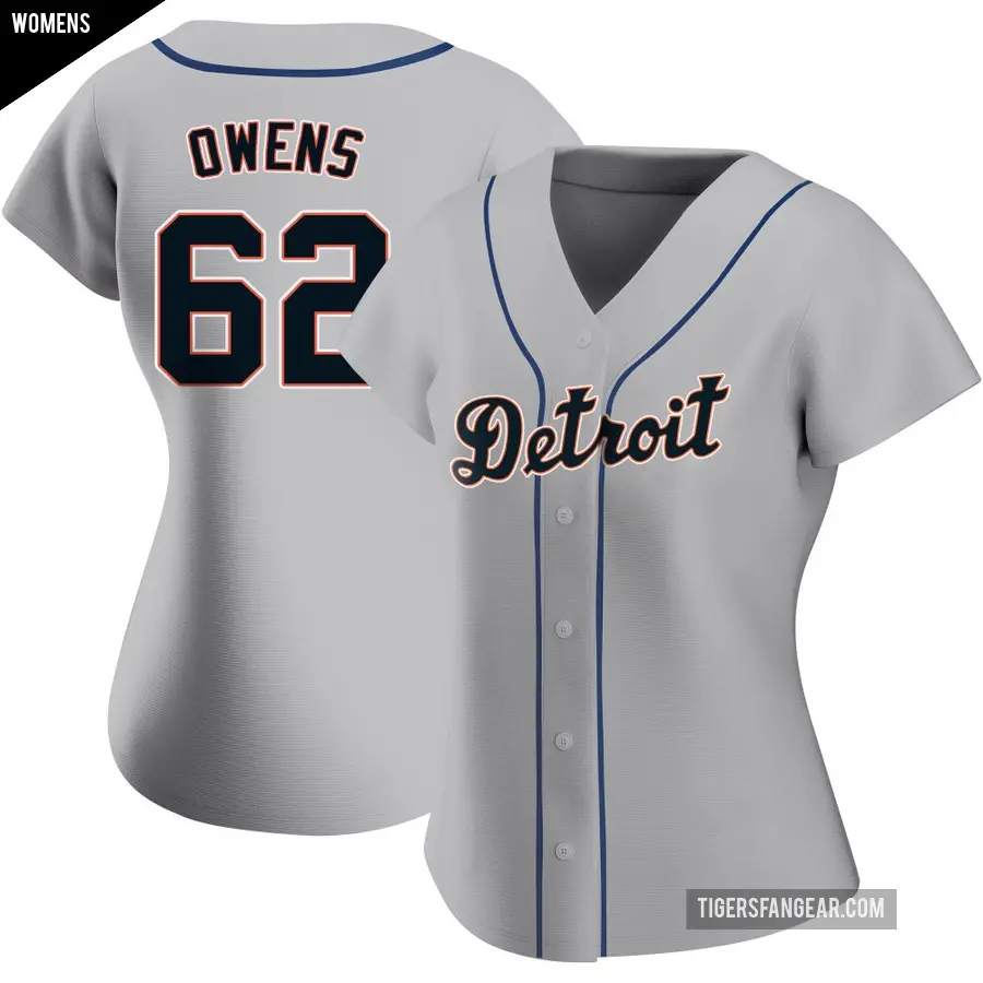 Women's Detroit Tigers ＃62 Tyler Owens Authentic Gray Road Jersey