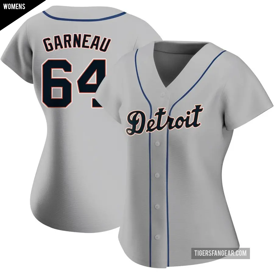 Women's Detroit Tigers ＃64 Dustin Garneau Authentic Gray Road Jersey