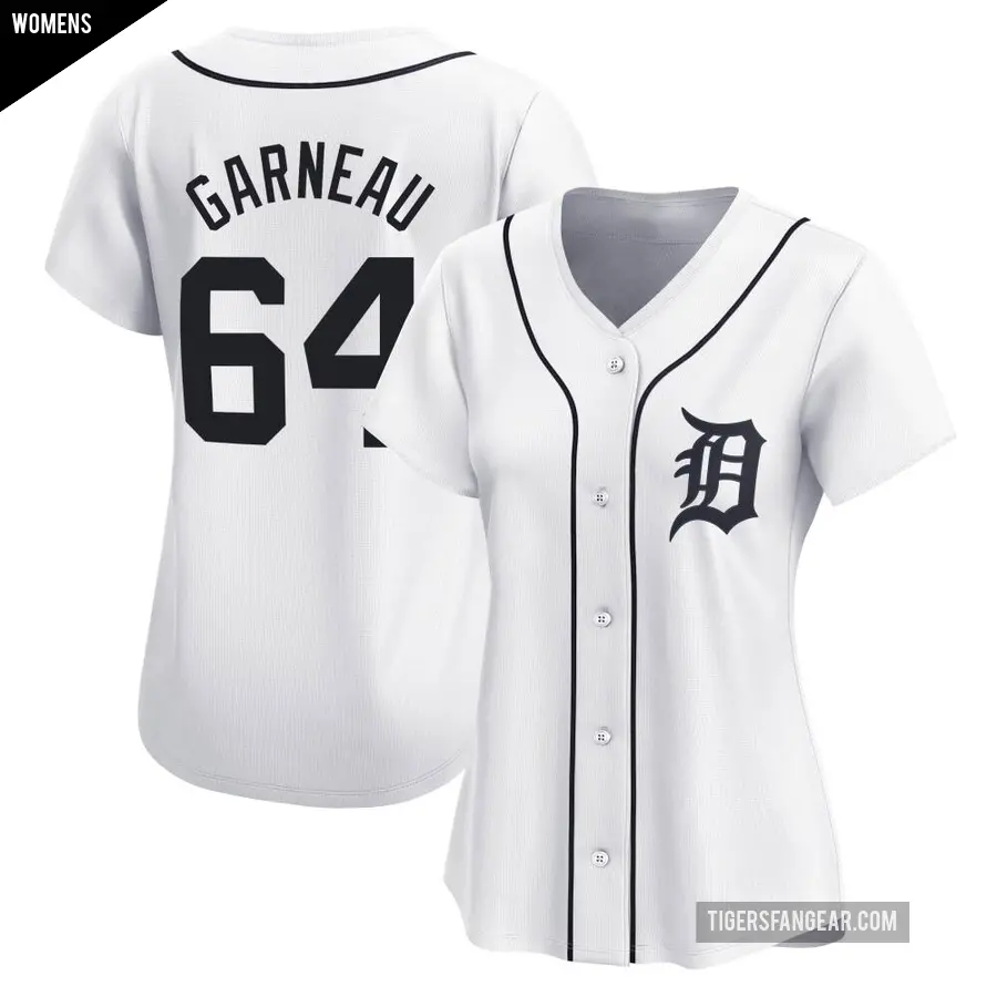 Women's Detroit Tigers ＃64 Dustin Garneau Limited White Home Jersey