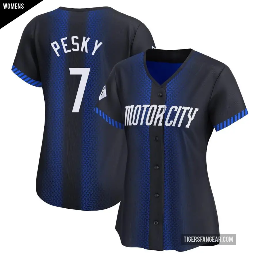 Women's Detroit Tigers ＃7 Johnny Pesky Limited Blue 2024 City Connect Jersey