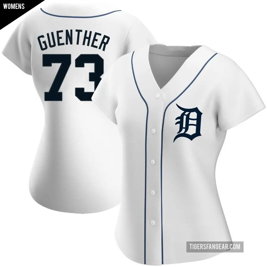 Women's Detroit Tigers ＃73 Sean Guenther Authentic White Home Jersey