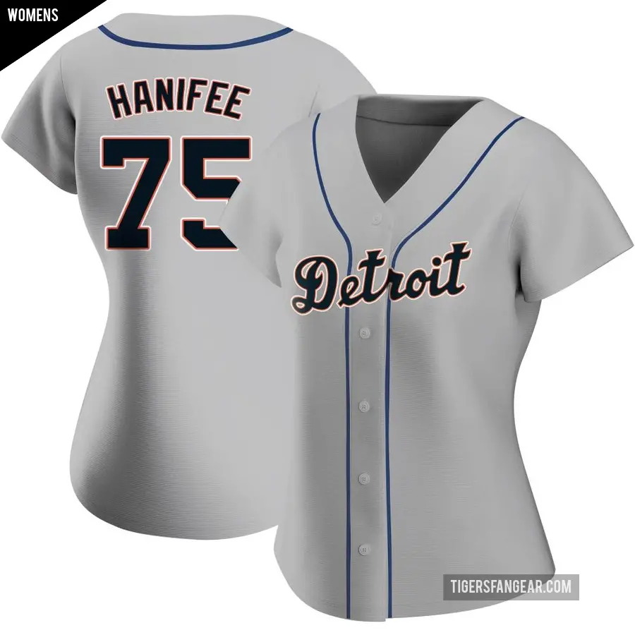 Women's Detroit Tigers ＃75 Brenan Hanifee Authentic Gray Road Jersey