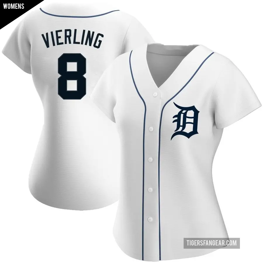 Women's Detroit Tigers ＃8 Matt Vierling Authentic White Home Jersey