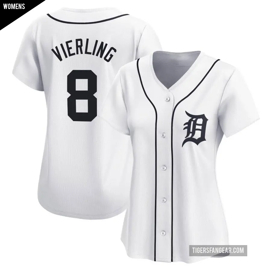 Women's Detroit Tigers ＃8 Matt Vierling Limited White Home Jersey