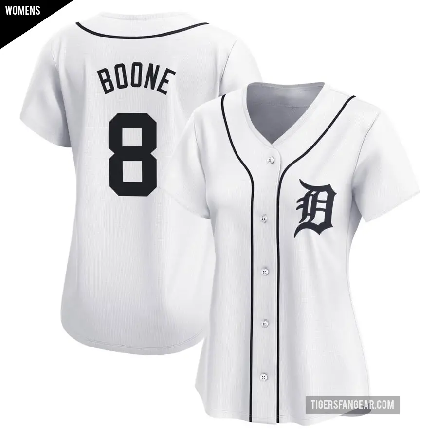 Women's Detroit Tigers ＃8 Ray Boone Limited White Home Jersey