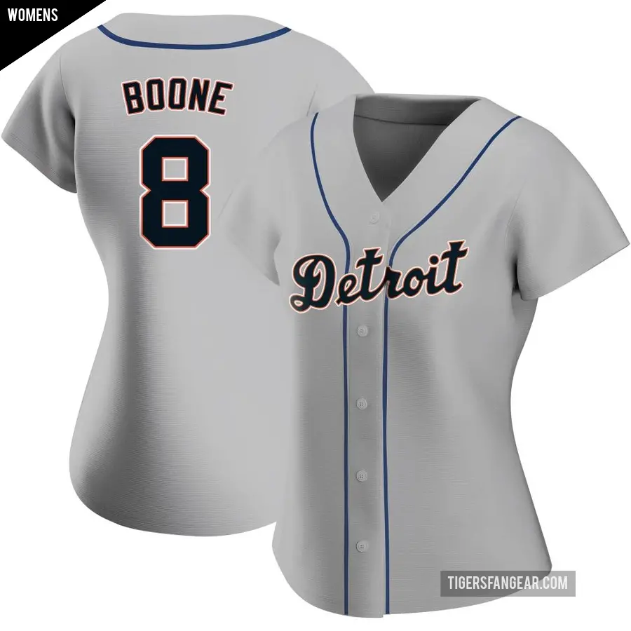 Women's Detroit Tigers ＃8 Ray Boone Replica Gray Road Jersey