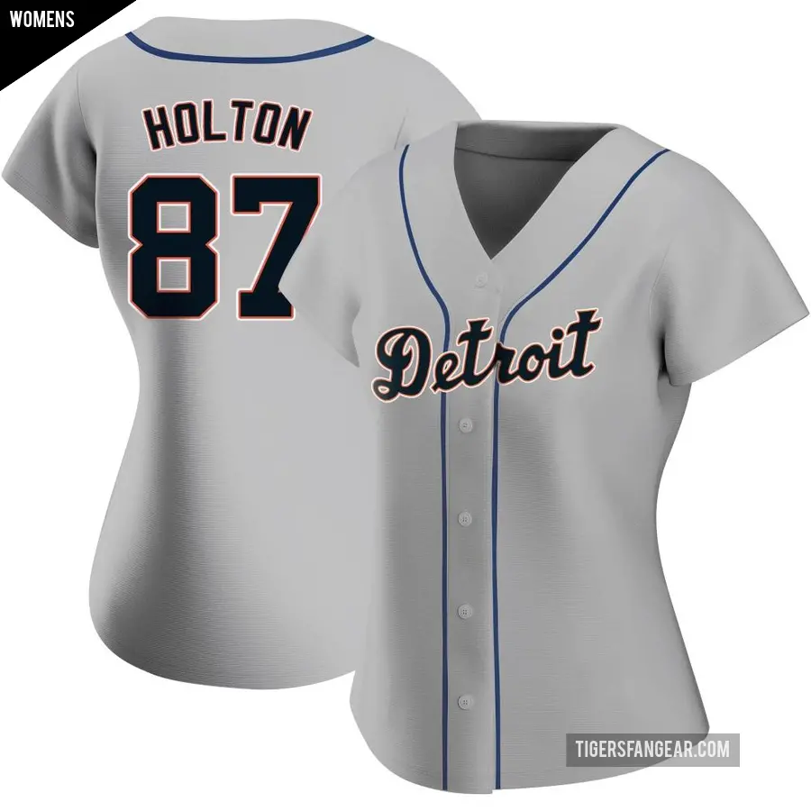 Women's Detroit Tigers ＃87 Tyler Holton Replica Gray Road Jersey