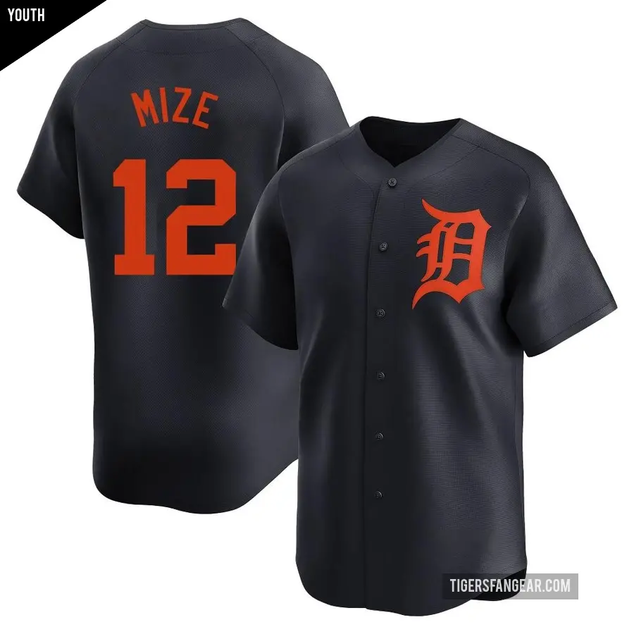 Youth Detroit Tigers ＃12 Casey Mize Limited Navy Alternate Jersey