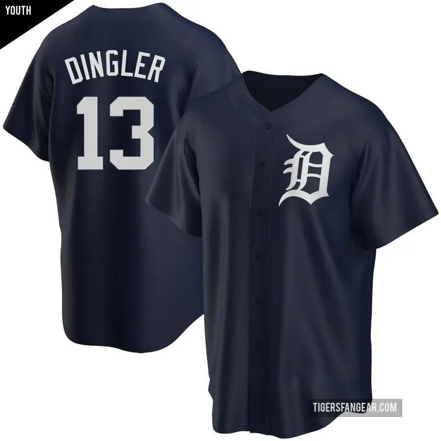 Youth Detroit Tigers ＃13 Dillon Dingler Replica Navy Alternate Jersey