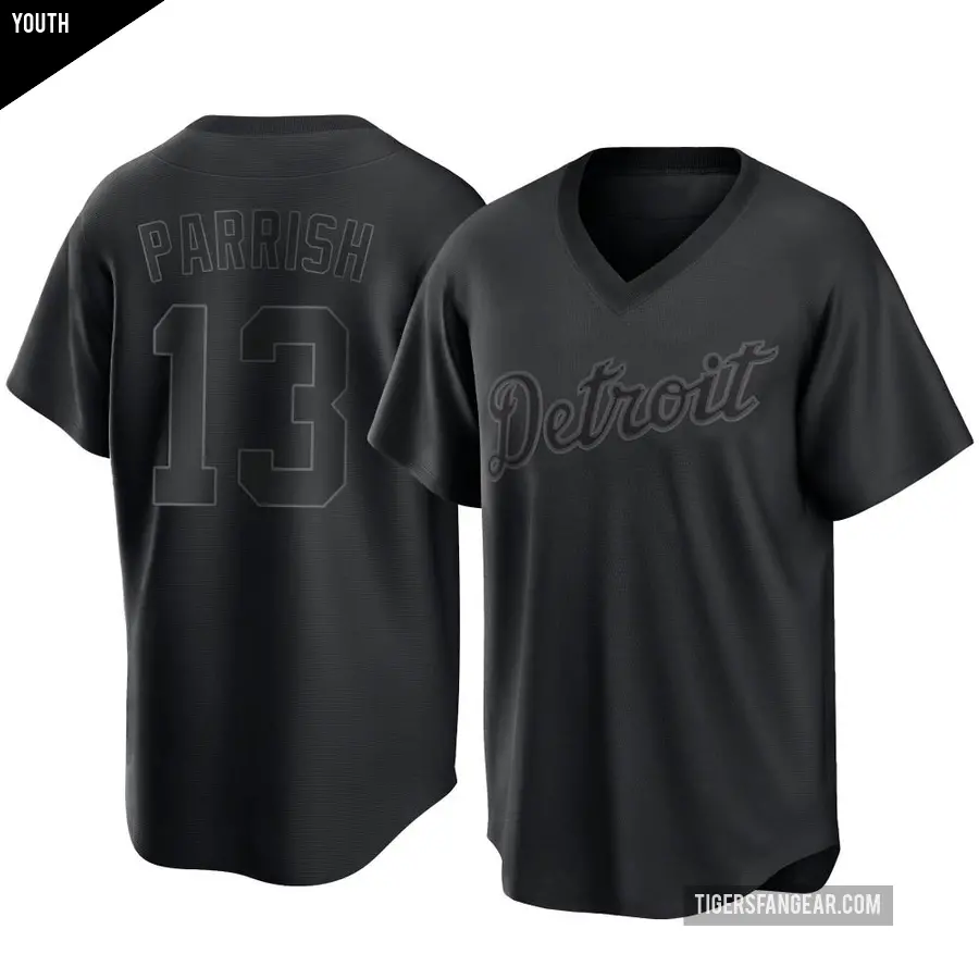 Youth Detroit Tigers ＃13 Lance Parrish Replica Black Pitch Fashion Jersey