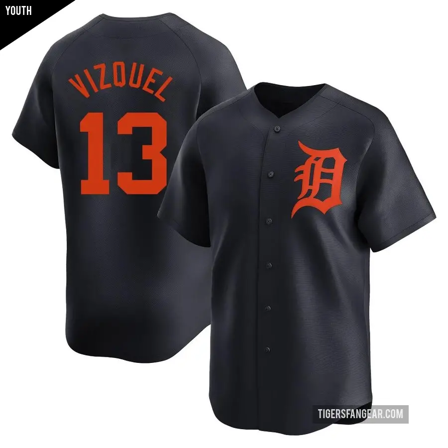 Youth Detroit Tigers ＃13 Omar Vizquel Limited Navy Alternate Jersey