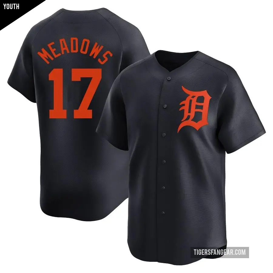 Youth Detroit Tigers ＃17 Austin Meadows Limited Navy Alternate Jersey