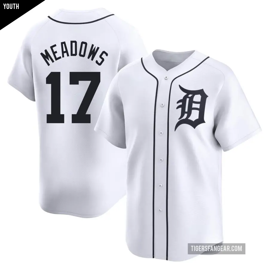 Youth Detroit Tigers ＃17 Austin Meadows Limited White Home Jersey